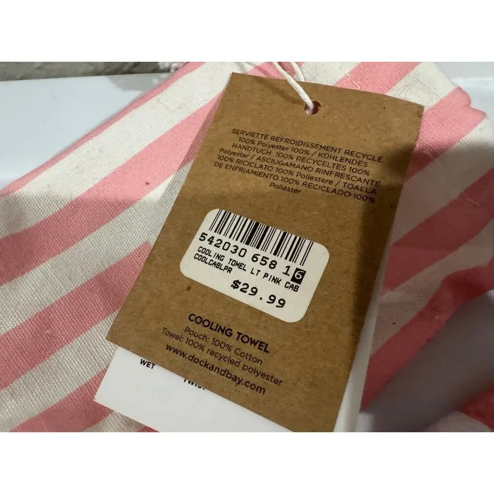 Dock & Bay Cooling Towel Pink Cabana Striped NEW
